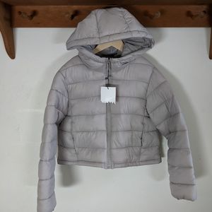 Zara NWT taupe cropped puffer jacket